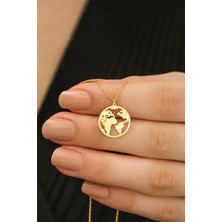 Kadın 925 Ayar Gümüş Dünya Haritası Kolye