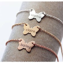 Bebek 925 Ayar Gümüş Isimli Kelebek Künyesi