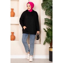 Cvn Kanguru Cepli Tesettür Sweatshirt Siyah