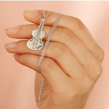 Unisex 925 Ayar Gümüş Isimli Keman Kolye