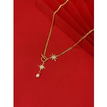 14K Gold Renk Kaplama Xuping Zirkon Taşlı Yıldız Kolye