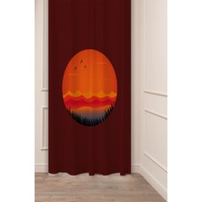 Greendecor Yakamoz Ay Kuşlar Bohem Bej Krem Desenli Özel Tasarım Dijital Baskılı (Tek Kanat) Modern Fon Perde