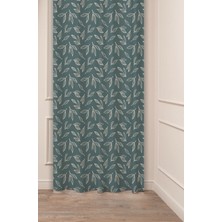 Greendecor Yaprak Bohem Yeşil Doğa Desenli Özel Tasarım Dijital Baskılı (Tek Kanat) Soft Modern Şık Fon Perde