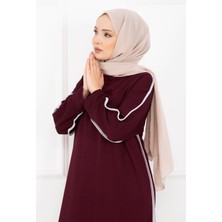 Azr Sportif Biye Detaylı Uzun Tesettür Takım Bordo