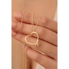 925 Ayar Gümüş Kişiye Özel Kalpli Harf Kolye