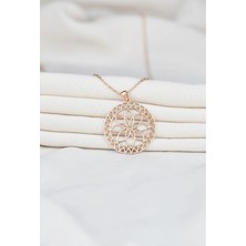 Kadın 925 Ayar Gümüş Lotus Çiçeği Madalyon Gümüş Kolye