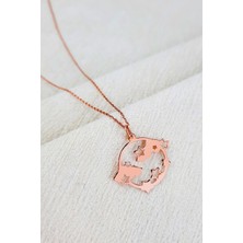 Kadın 925 Ayar Gümüş Rose Gece Gökyüzü Kolye