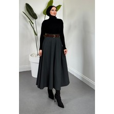 Merven Akyüz Cavella Krep Etek Füme