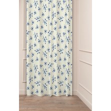 Greendecor Bohem Çiçekler Yaprak Bej Krem Desenli Özel Tasarım Dijital Baskılı (Tek Kanat) Modern Fon Perde