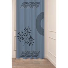 Greendecor Geometrik Çizgi Halka Çiçek Etnik Desenli Özel Tasarım Dijital Baskılı (Tek Kanat) Şık Fon Perde