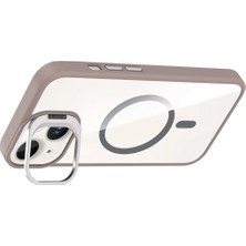 Marsilyan  Apple iPhone 15 Plus Remim Lensli Magsafe Standlı Kapak - Titan Gri