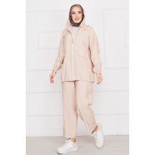 Md Kapüşonlu Fermuarlı Salaş İkili Takım Taş