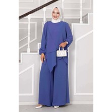 Md Asimetrik Kesim Aerobin Tesettür İkili Takım İndigo