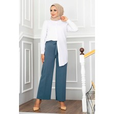 Bol Paça Tesettür Pantolon Indigo