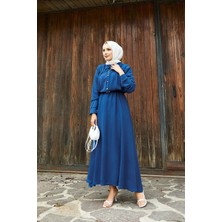 ZMR Büzgü Detaylı Etekli Takım İndigo