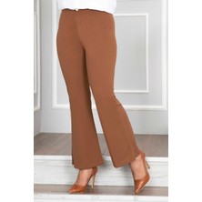 MDS Beli Lastikli İspanyol Paça Tesettür Pantolon Taba
