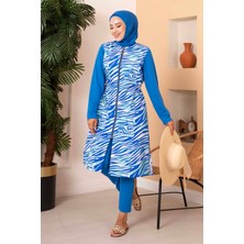 Md Zebra Desen Su Geçirmez Tesettür Mayo  Saks