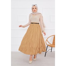 ZMR Kraş Tesettür Etek Camel