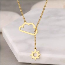 Kadın 925 Ayar Gümüş Iç Içe Bulut Güneş Kolye