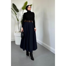 Merven Akyüz Cavella Krep Etek Lacivert