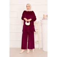 Ozk Cep Detaylı Kadife İkili Takım Şarabi