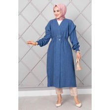 Md Beli Lastikli Uzun Tesettür Kap İndigo