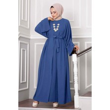 Md Leyli Tesettür Abaya Takım İndigo