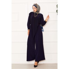 Ozk Önü Asimetrik Detaylı Sandy İkili Takım Lacivert