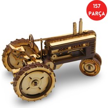 Algwood Nostaljik John Deere Klasik Traktör Ahşap Maket Kiti 157 Parça 3D Puzzle Büyük Boy Retro Traktör