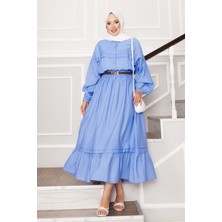 Md Nervür Detay Balon Kol Etek Takım Bebe Mavisi