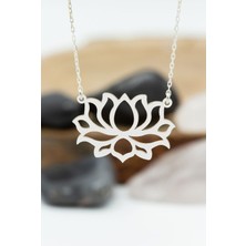 Kadın 925 Ayar Gümüş Lotus Çiçeği Kolye