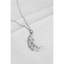 Seyyidoğlu Silver Kadın 925 Ayar Gümüş Yıldız Desenli Hilal Kolye