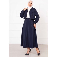 Md Etekli İkili Tesettür Takım Lacivert