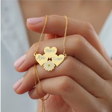 Kadın 925 Ayar Gümüş Kişiye Özel Üç Isimli Papatya Kolye