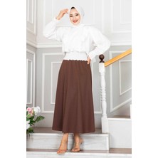 Md Scuba Krep Mevlana Tesettür Etek Kahve