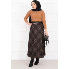 MDS Sahra Ekose Desen Scuba Etek Siyah-Camel