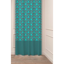Greendecor Geometrik Çizgi Şekiller Özel Tasarım Desenli Dijital Baskılı (Tek Kanat) Modern Şık Fon Perde
