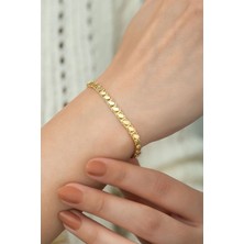 925 Ayar Gümüş Pul Zincir Altın Kaplama Kadın Bileklik