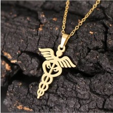 925 Ayar Gümüş Hermes Caduceus Tıp Sembol Kolye
