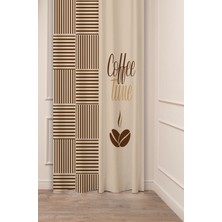 Greendecor Coffee Mutfak Kahve Çekirdeği Tatlı Meyve Yeşillik Desenli Özel Tasarım Bohem (Tek Kanat) Fon Perde