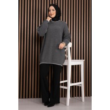 RAF Ribanalı Oversize Triko Kazak Antrasit