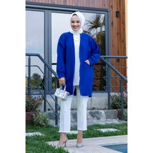 Cvn Yanları Cepli Atlas Tesettür Ceket Saks