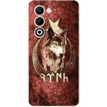 TechTree Oppo A5 4g Uyumlu Göktürk Yazılı ve Bozkurt Desenli Baskılı Silikon Kılıf