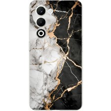 TechTree Oppo A5 4g Uyumlu Siyah Beyaz Mermer Baskılı Silikon Kılıf