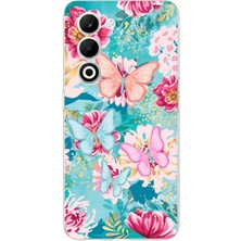 TechTree Oppo A5 4g Uyumlu Kelebekler ve Çiçekler Baskılı Silikon Kılıf