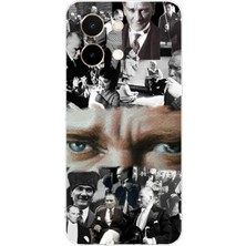 TechTree Vivo Y28 Uyumlu Atatürk Renkli Kolaj Gözler Baskılı Silikon Kılıf