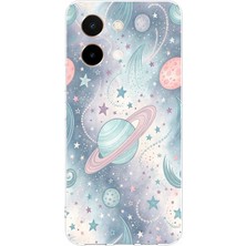 TechTree Vivo Y28 Uyumlu Soft Renkli Gezegenler Baskılı Silikon Kılıf