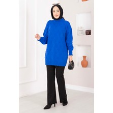 RAF Baklava Desen Ponpon Detaylı Triko Kazak Saks