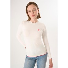 Felix Hardy Kadın Bisiklet Yaka Triko Kazak - Ekru