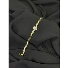 14K Gold Renk Kaplama cm Zirkon Tek Taş Bileklik